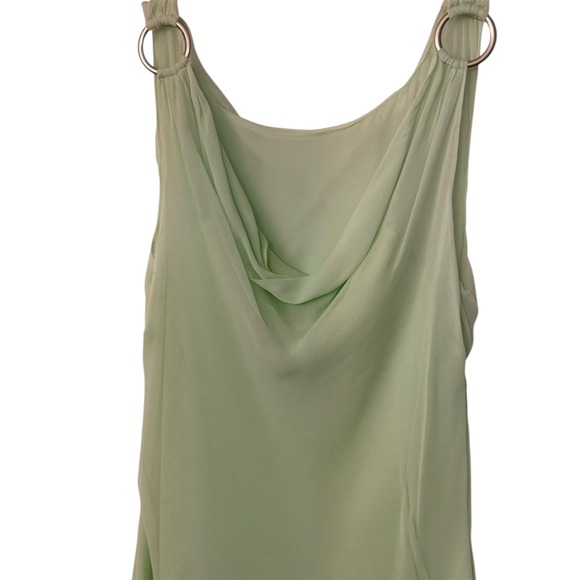 Junction West 100% Silk Cowl Neck Tiered Ruffle Midi Dress Green SZ 10 Fairy - Picture 3 of 7